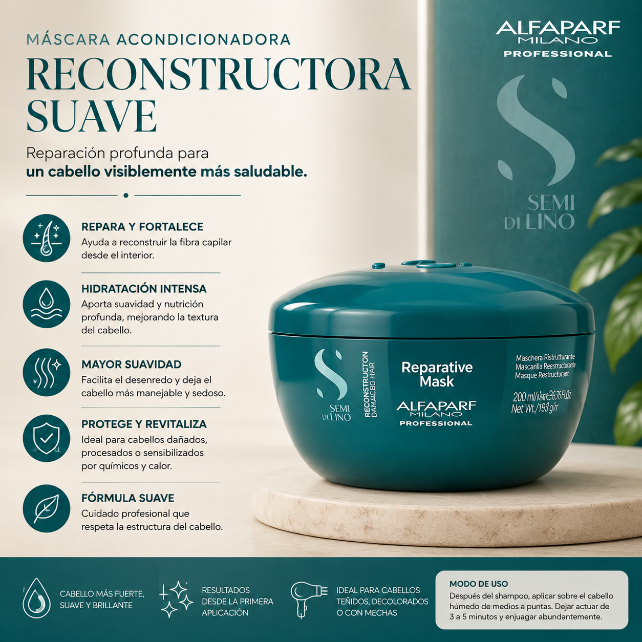 Mascara condicionadora reconstructora suave - alfapart