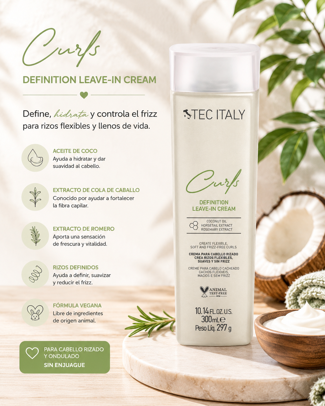 Curls definition leave – in cream tec italy