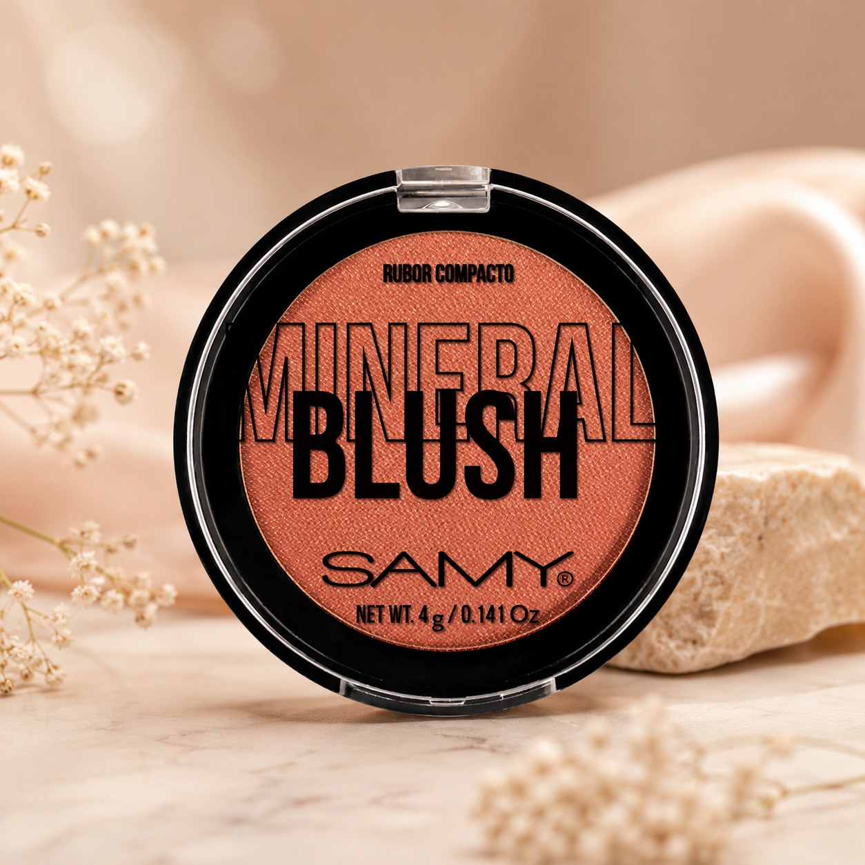 Rubor Compacto Mineral Blush- samy – Tono 04 Salmon