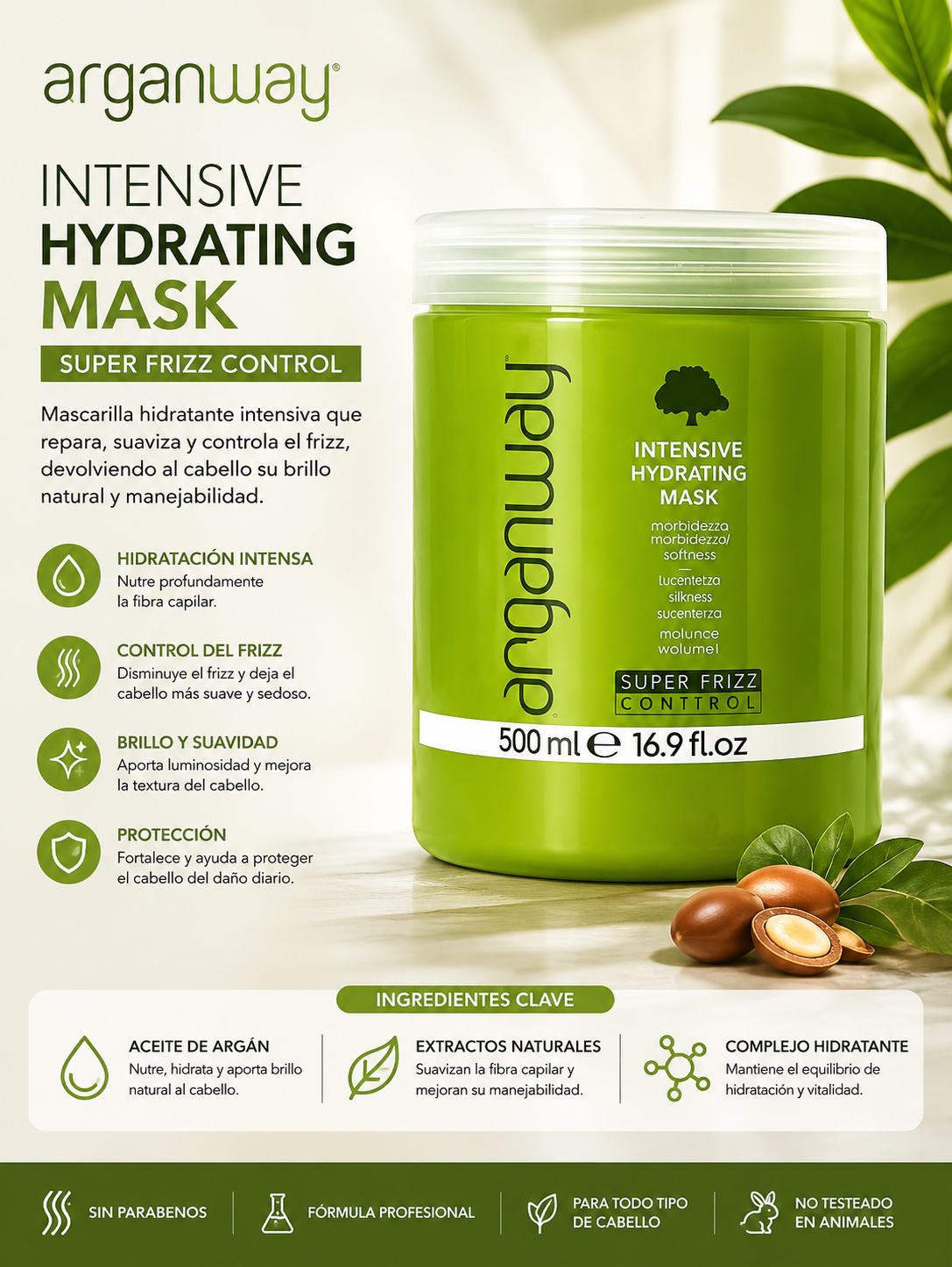 Mascarilla hidratante intensiva 500ml – arganway