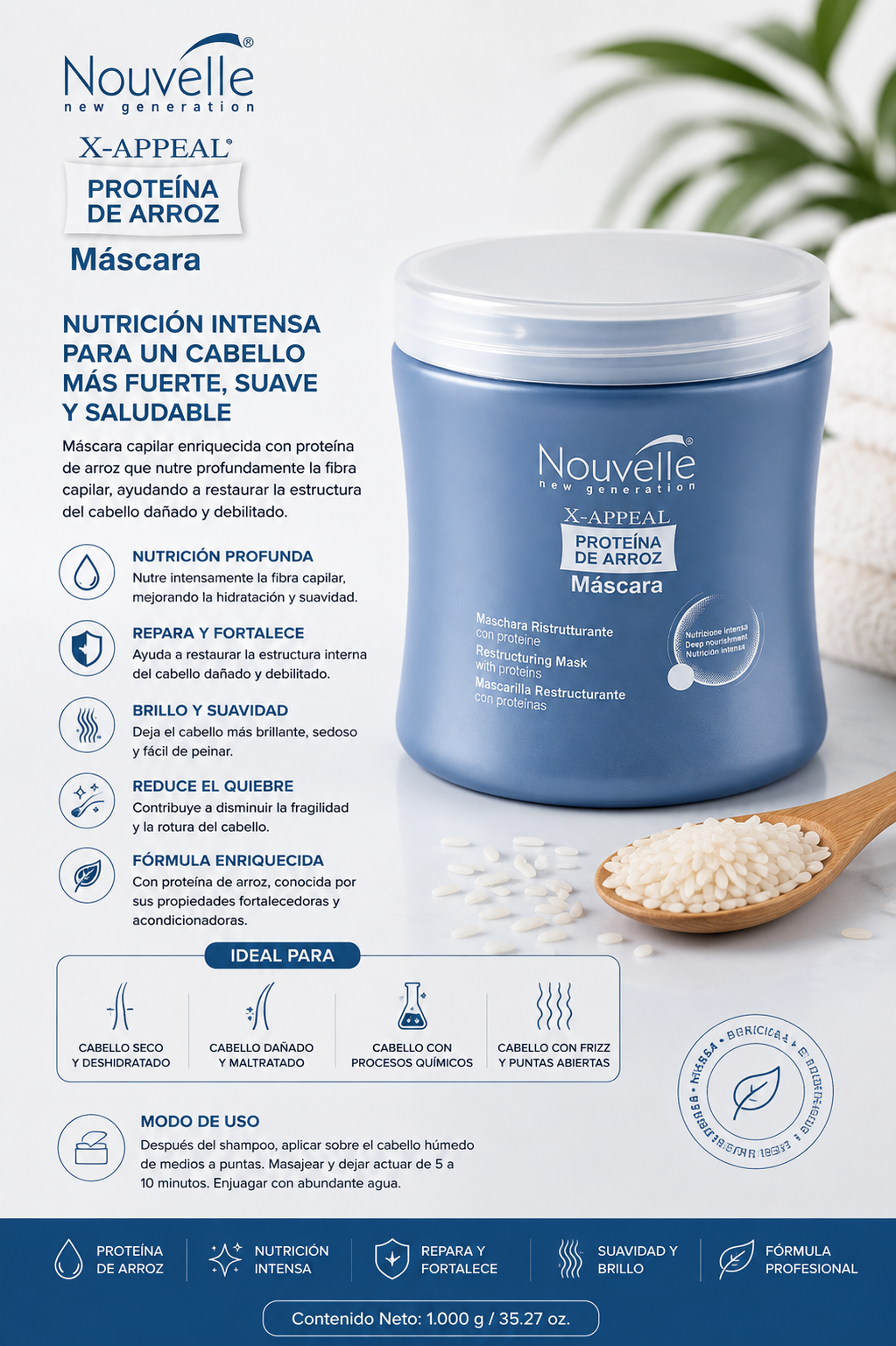 Mascarilla proteína de arroz 500ml- nouvelle