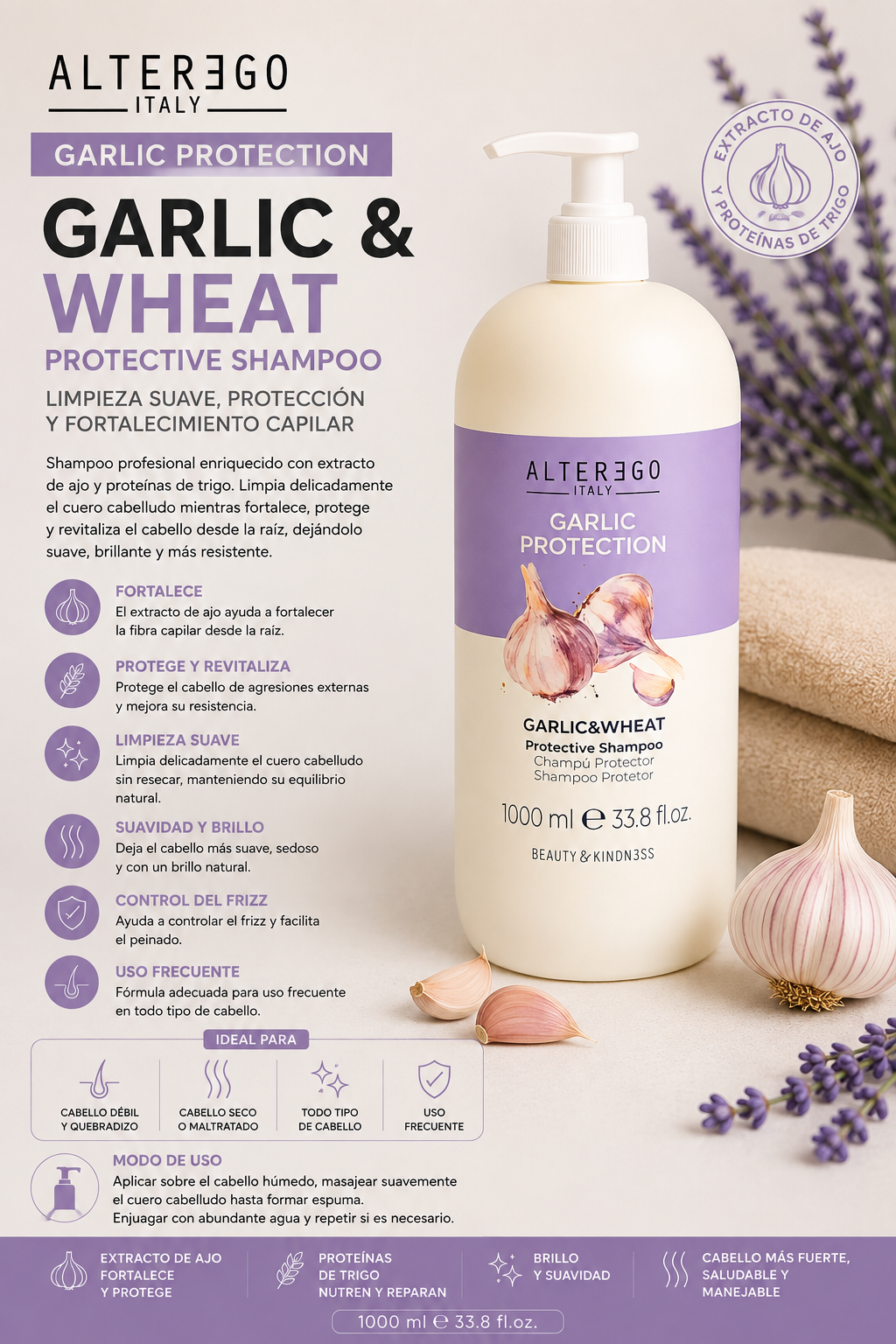 Shampoo protector Garlic 1000ml- Alterego
